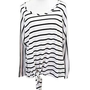 Boutique Plus Womens Sz 1X Tie Bottom Stripe Beachy Vacation Casual Top